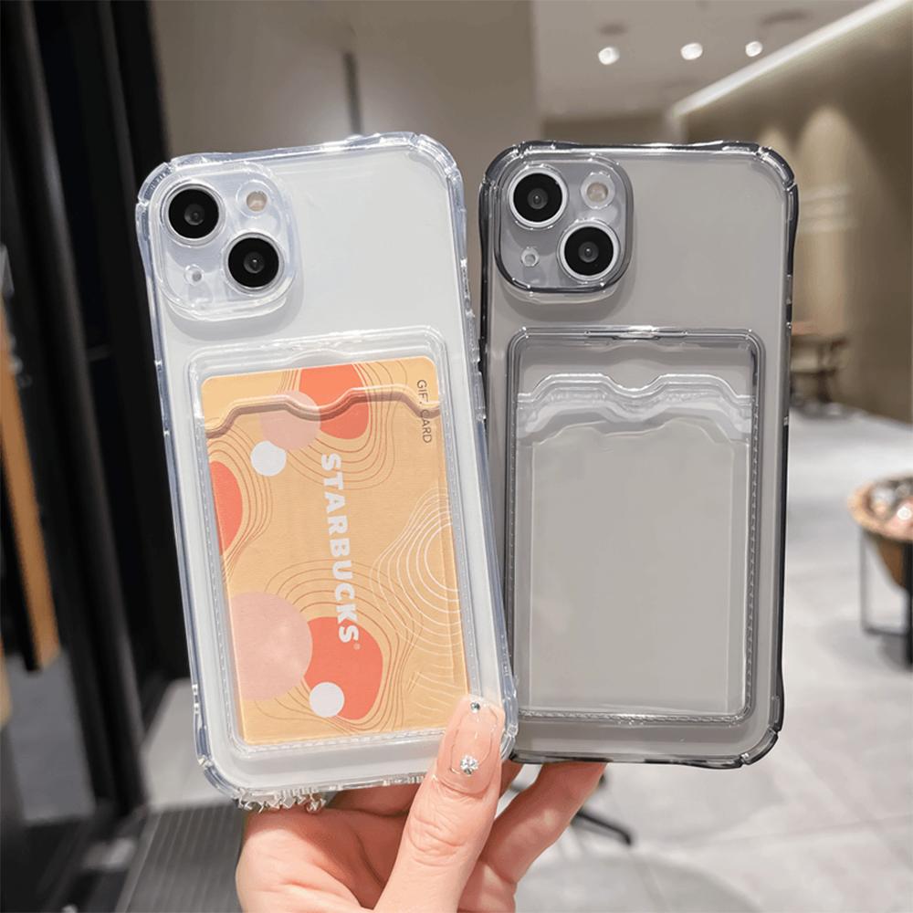 Dual Phone Holder - Funda Transparente con Tarjetero para iPhone