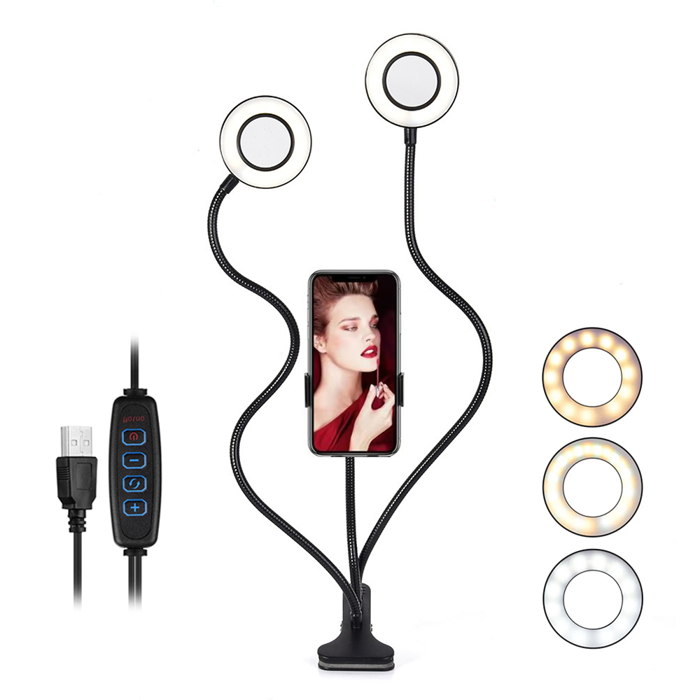 Dual Phone Holder - Anillo de luz Led de doble