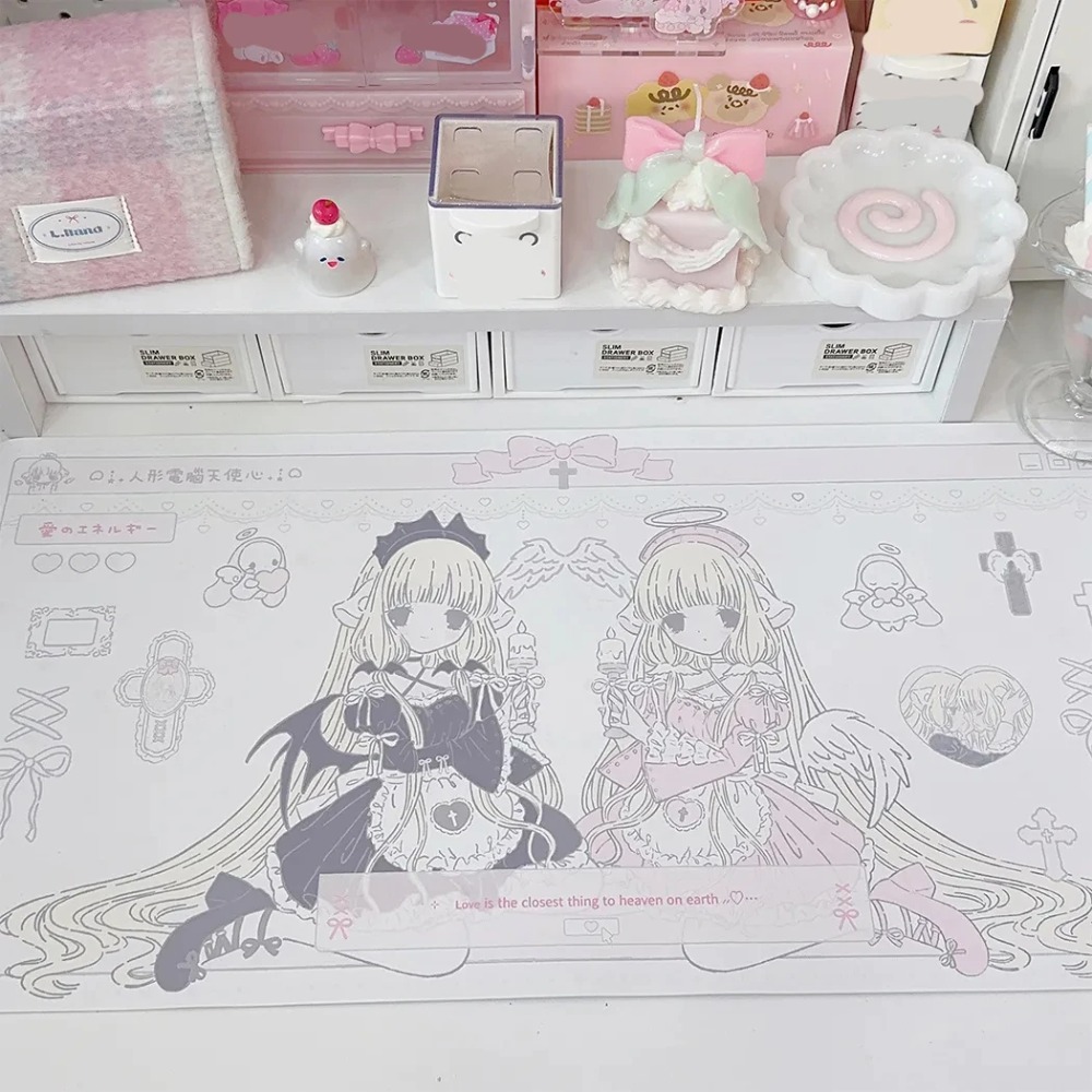 Desk Setup Dorm - Alfombrilla de escritorio original Chobits Twins,