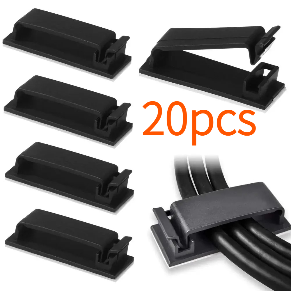 Desk Setup Organizer - Soporte de cables autoadhesivo, organizador, abrazadera