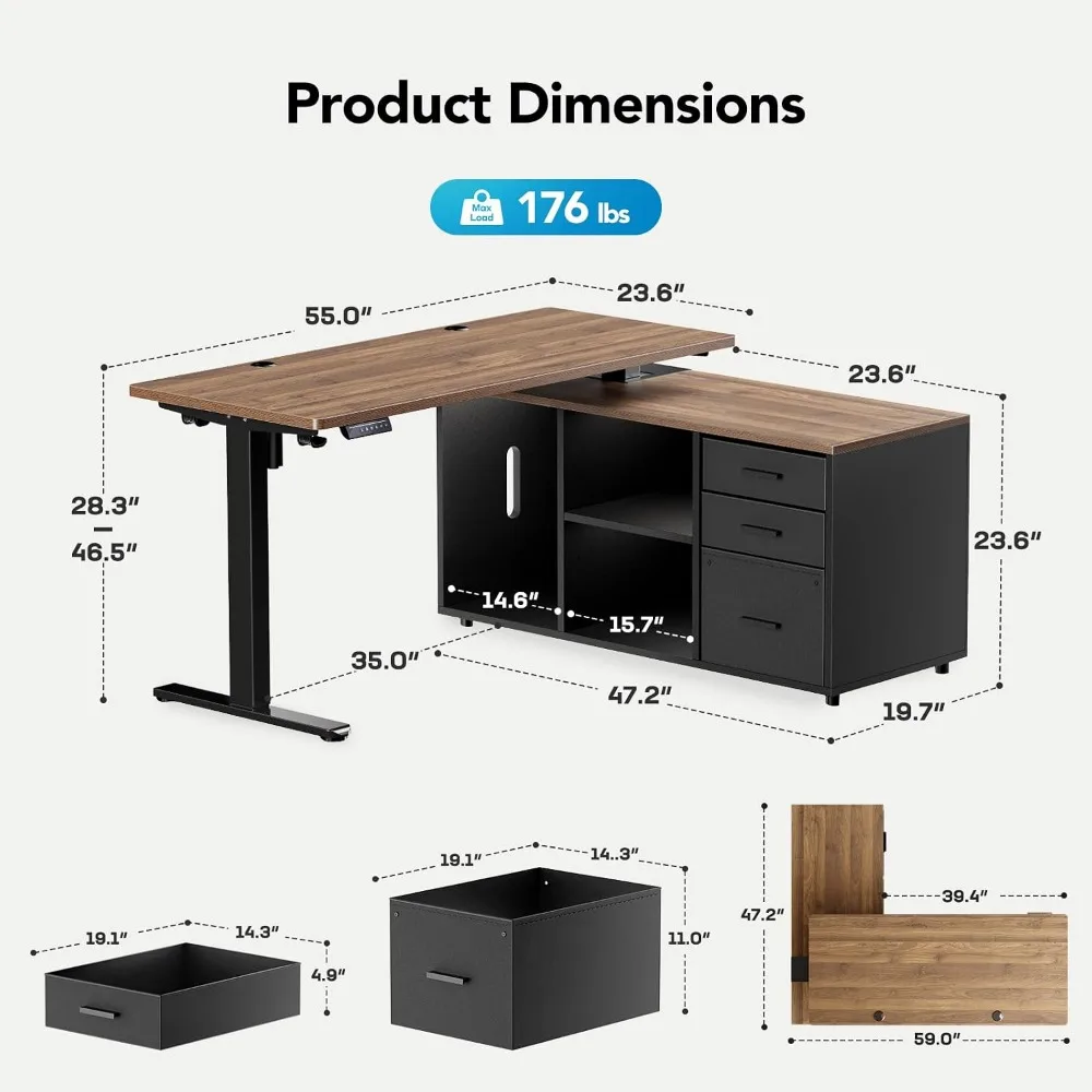 Escritorio en Forma de L HUANU - Desk Setup Height reseña y precio