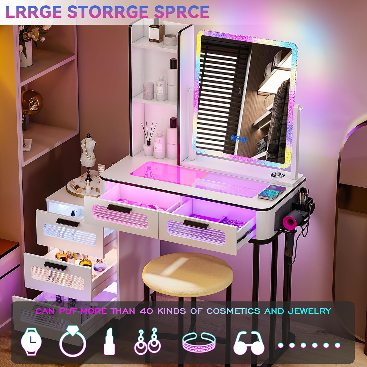 Escritorio de Maquillaje i*-RG - Desk Setup Charging Station reseña y precio